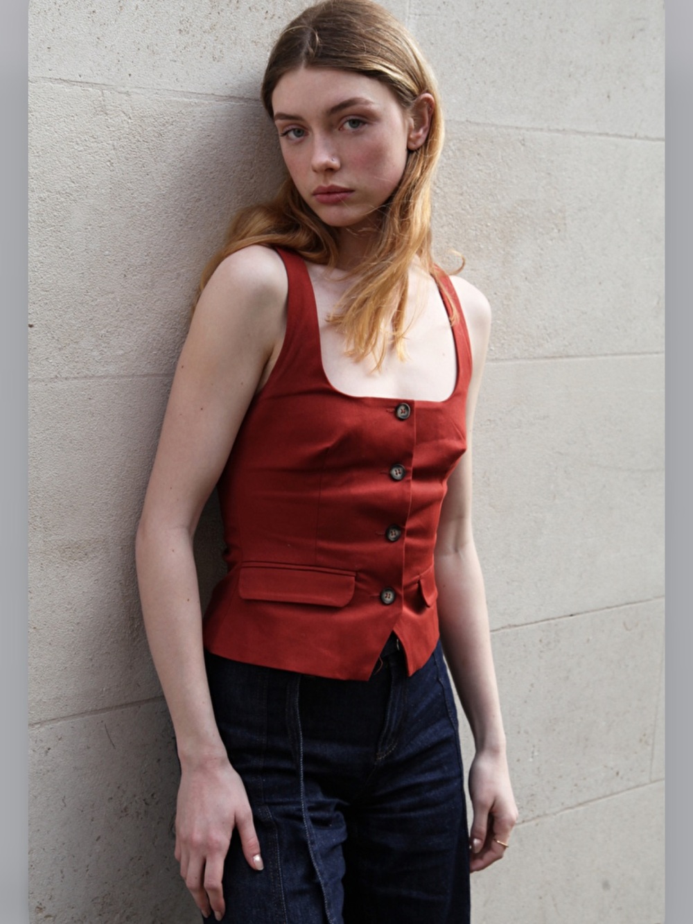 NWOT ZARA Button-Front Women's Vest With Tailored Silhouette